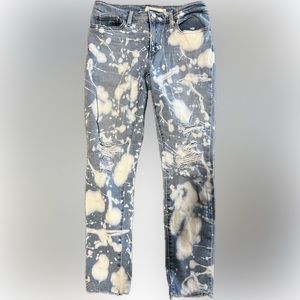 Levi’s 711 Skinny Ankle Distressed Bleached Tie Dye Jeans